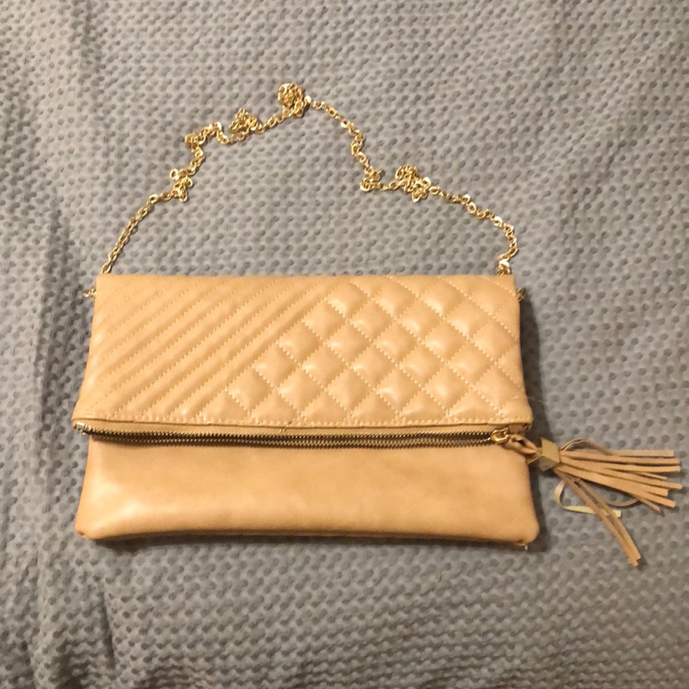Camel color clutch purse